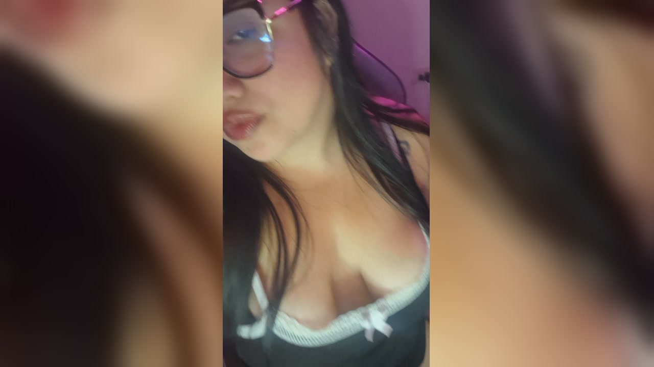 Curvy Brunette With Glasses Teases Boobs On Webcam