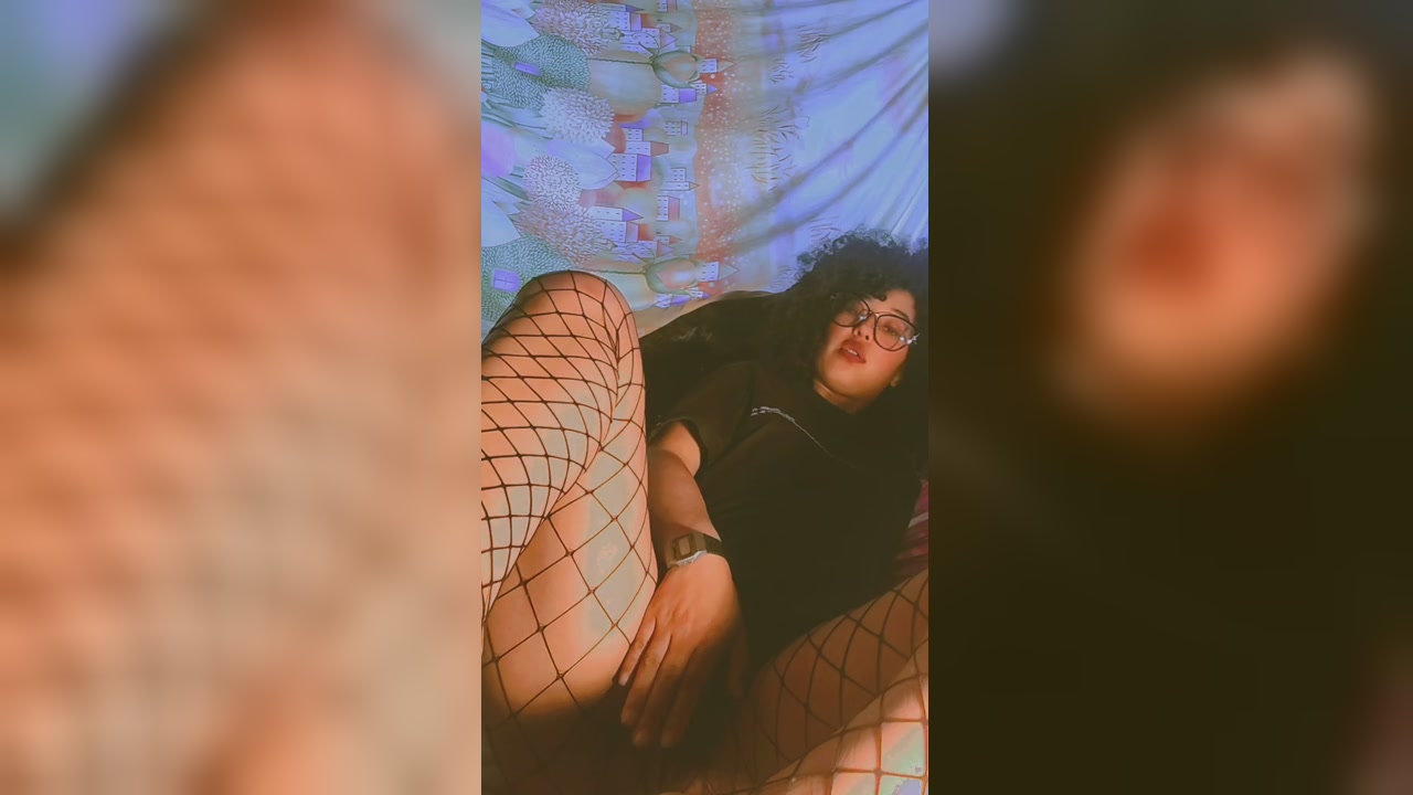 Curvy Brunette Teases With Fishnets And Dildo On Webcam